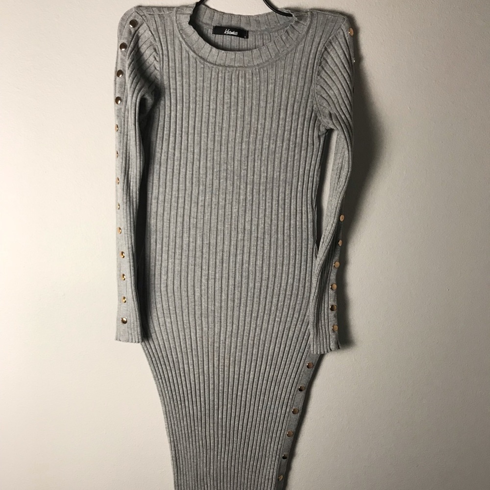 Grey floor length body con